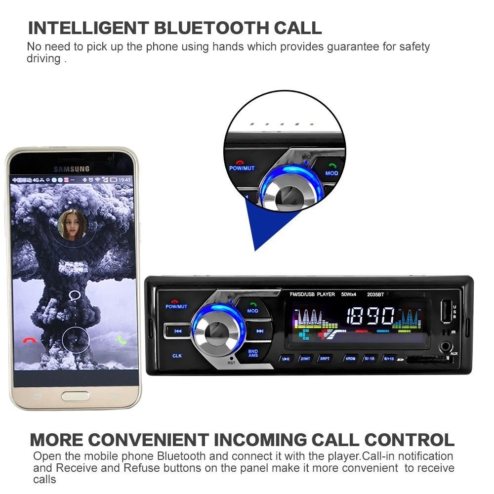 Ασύρματο Radio Mp3 Player Handsfree Αυτοκινήτου με Bluetooth USB/SD/FM, AUX Input, Τηλεχειριστήριο & Μικρόφωνο